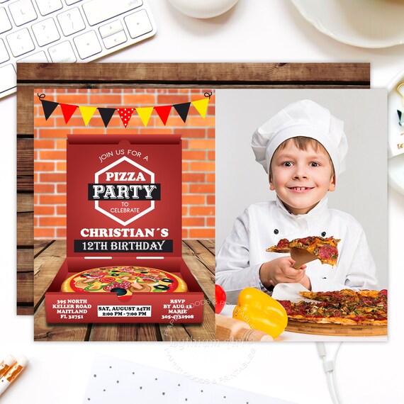 Pizza Photo Invitation Pizza Party Photo Invitation Boy Little