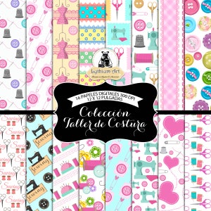 Digitales Nähpapier, Nähpapier, Näh-Scrapbook-Papier, druckbares Papier, Sofort-Download, Nähparty, Nähen zum Ausdrucken, Scrapbook