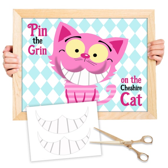 Pin the Grin on the Cheshire Cat Game Poster, Instant Download