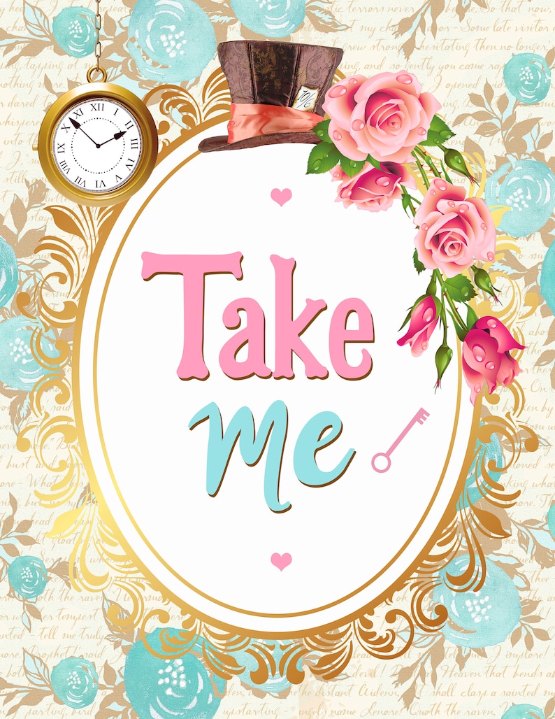 ALICE IN WONDERLAND Party Sign Eat Me Printable Sign Instant | Etsy