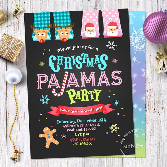 Christmas Slumber Party Invitation Printable Invite Etsy