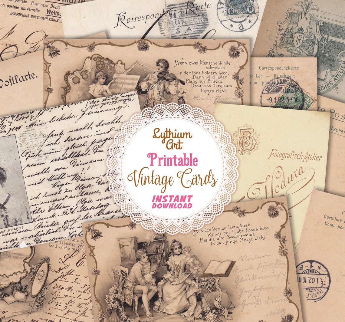 Printable Vintage Cards Instant Download Printable Papers - Etsy