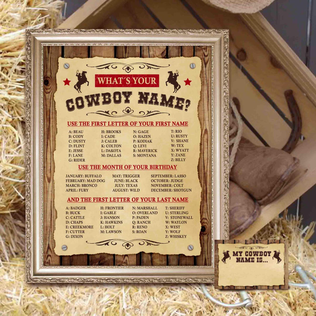 What's Your Cowboy Name Printable Game, Western Party Activity With ...