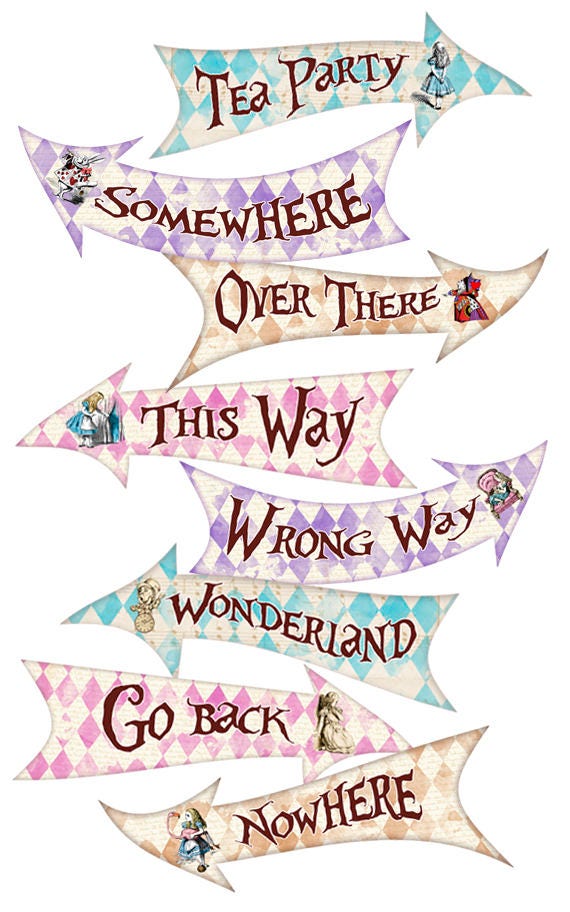 ALICE IN WONDERLAND Party Signs, Alice in Wonderland Arrows, Alice