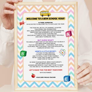 Welkomstbrief van de leerkracht voor de start van het schooljaar, direct te downloaden, cadeaubon voor leerlingen op de eerste schooldag, herinneringscadeau, hulpbron voor leerkrachten