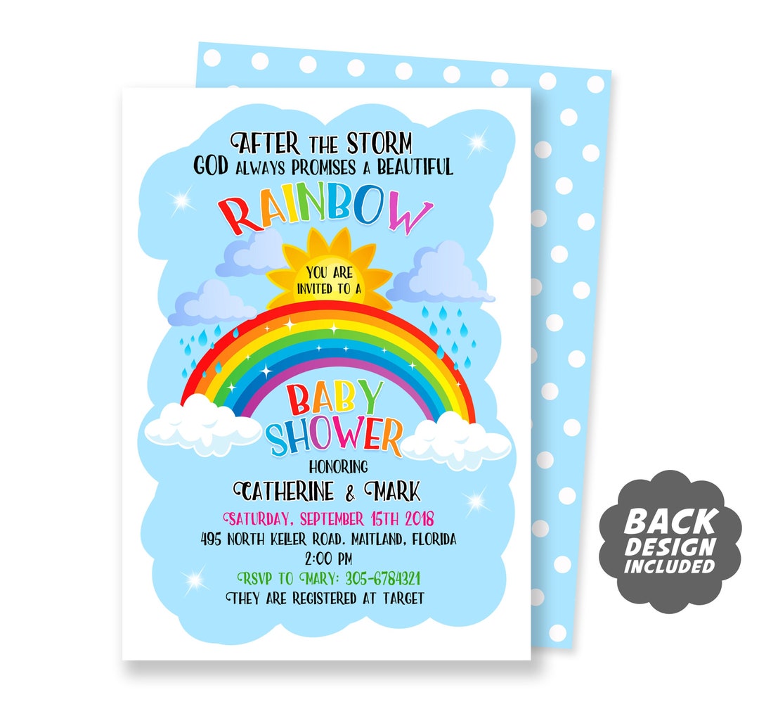 Rainbow Baby Invitation, Rainbow Baby Shower Invitation, Rainbow