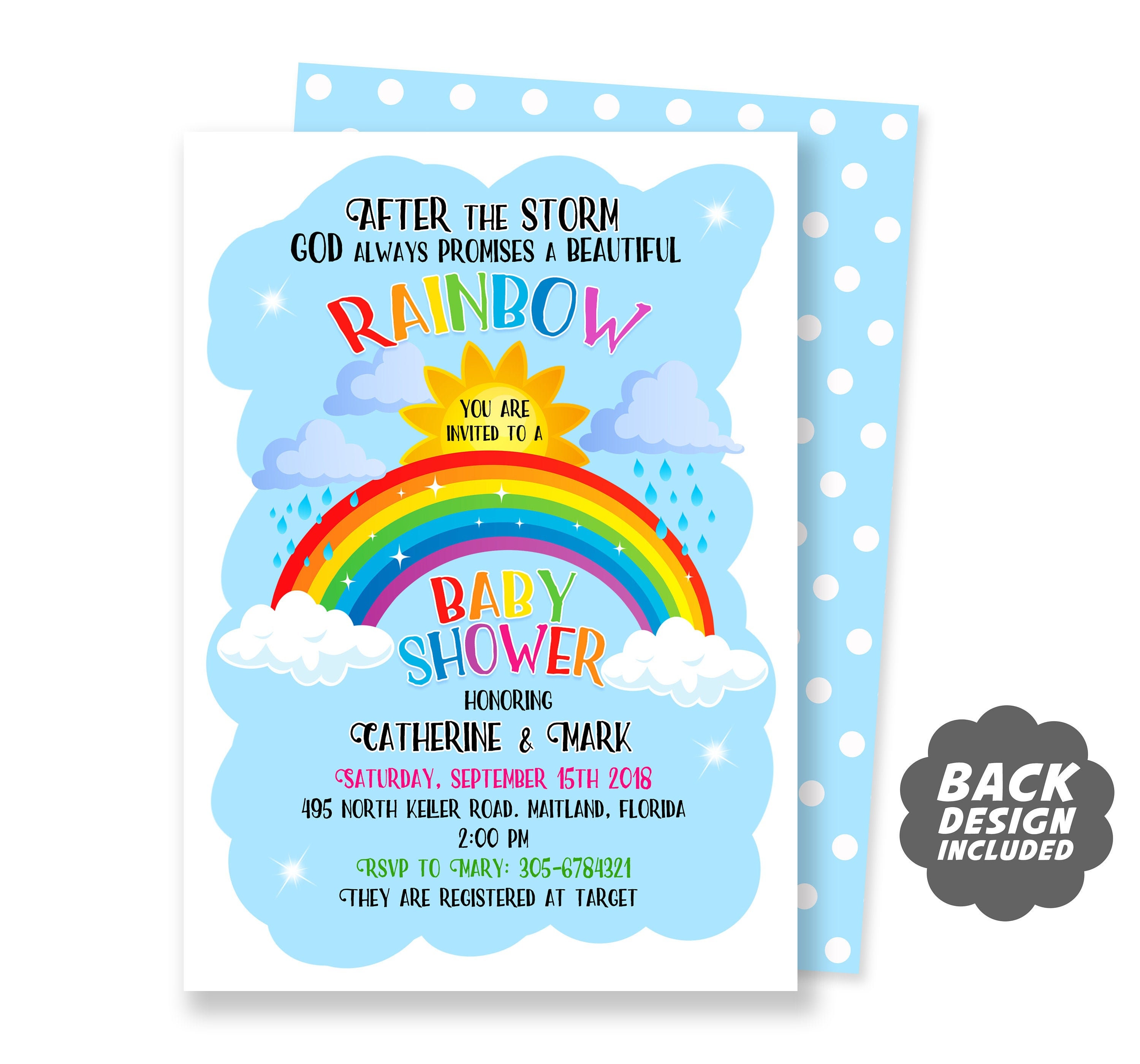Rainbow Baby Invitation Rainbow Baby Shower Invitation Rainbow