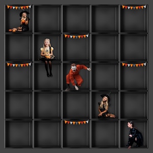 25 lege zwarte dozen, gotische fotografieachtergrond, Halloween in de doos fotografieachtergrond, binnen de doos, samengesteld digitaal beeld