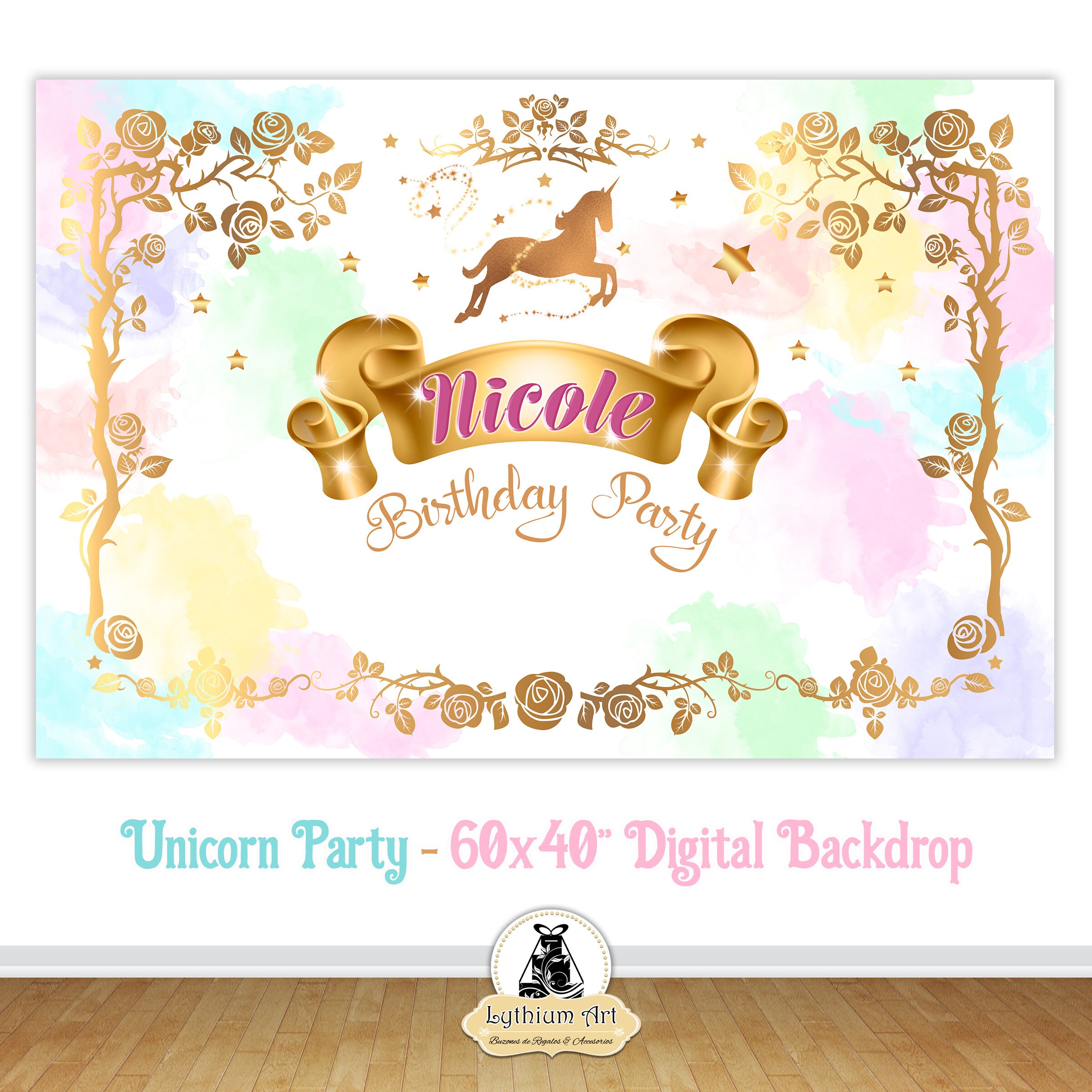 unicorn backdrop unicorn printable backdrop unicorn birthday etsy