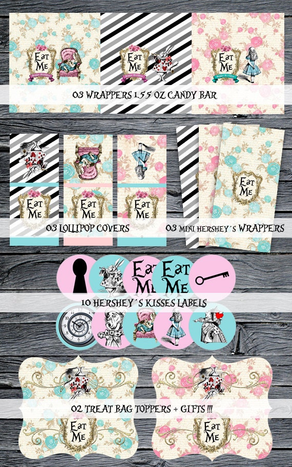 Alice in Wonderland Candy Wrappers