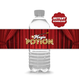 Magic Show Bottle Labels, Instant Download Magic Show Labels, Printable Magic Show Favors, Magician Birthday Party Decorations