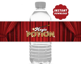 Magic Show Bottle Labels, Instant Download Magic Show Labels, Printable Magic Show Favors, Magician Birthday Party Decorations