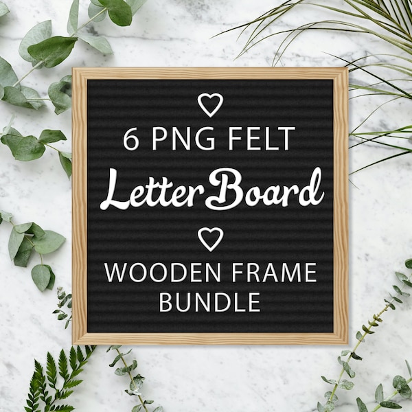 Felt Letter Board PNG Files Bundle, 6 PNG Square Letter Board with Transparent Background, Letter Board Digital Clipart, Instant Download