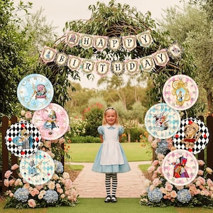 Printable Alice in Wonderland Clock Bundle, Perfect for Party Entrance Decor, Vintage Alice Decorations