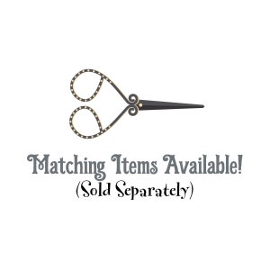 May include: A pair of black vintage scissors with gold accents and a dotted pattern on the blades. The text "Matching Items Available! (Sold Separately)" is below the scissors.