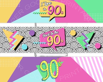 90s Party Water Bottle Labels, Instant Download, 90s Birthday Party Labels, I Love the 90s Printable Labels