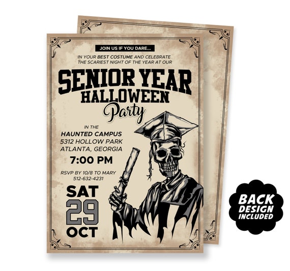 Retro Halloween Invitation, Printable Halloween Invite for Adults