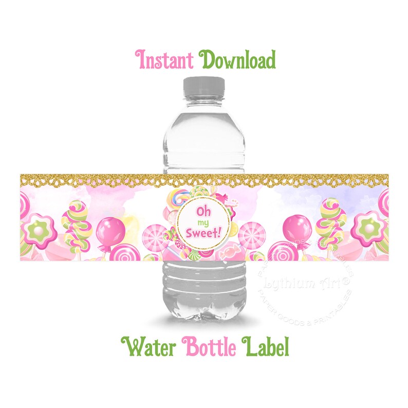 Candyland Water Bottle Labels INSTANT DOWNLOAD Sweets Party | Etsy