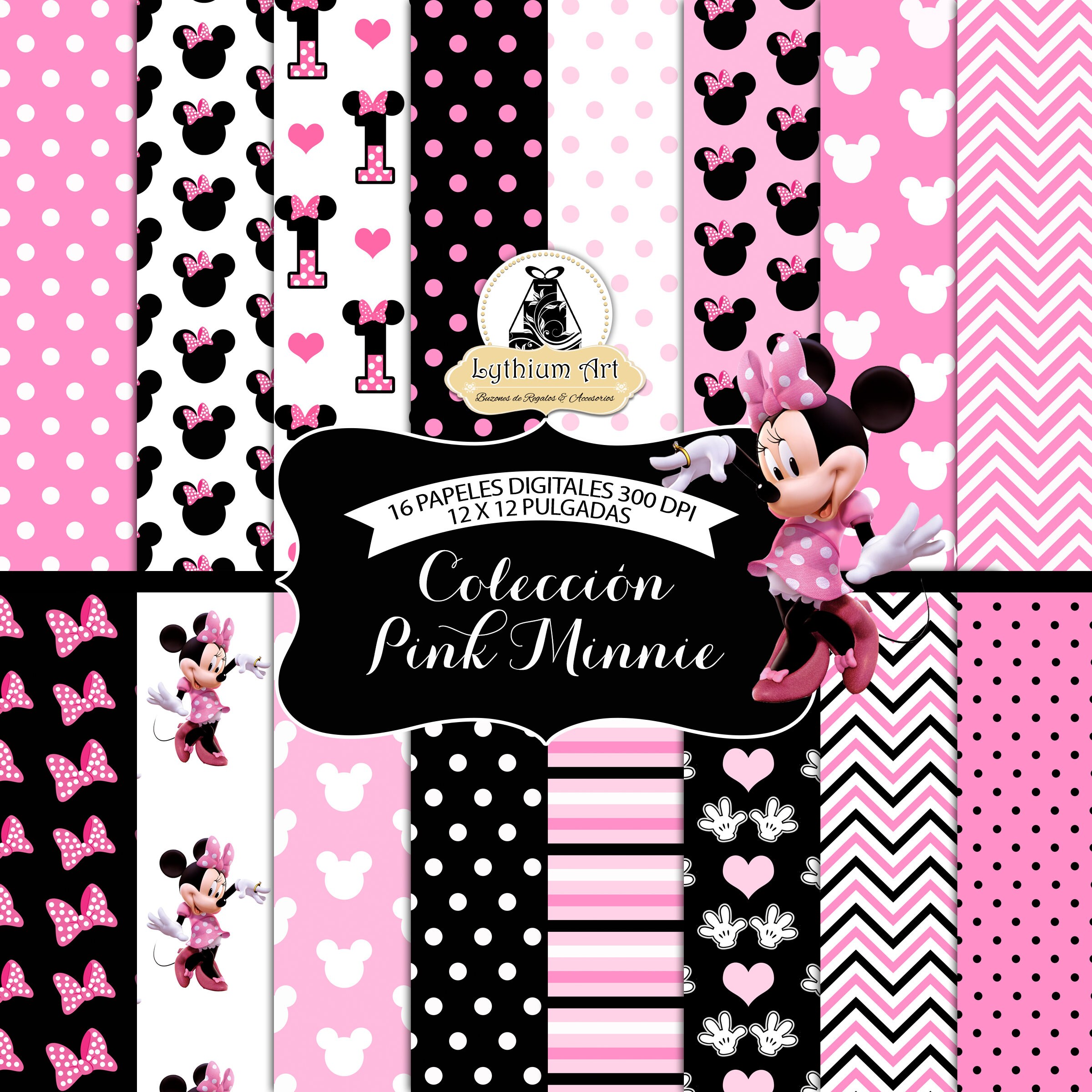 Minnie Digital Paper Minnie Paper Minnie Scrapbook Paper | Etsy