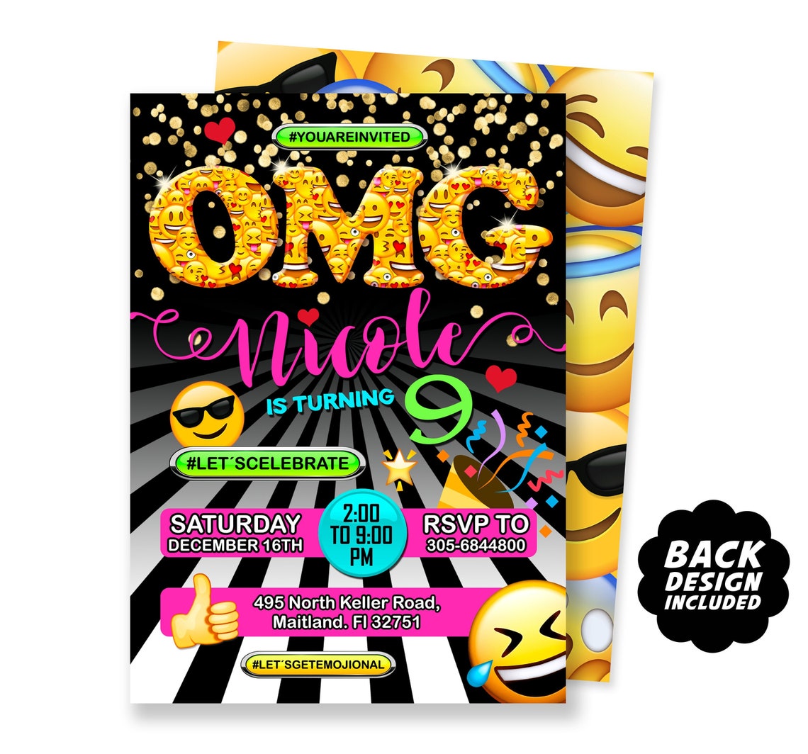 EMOJI Invitation Emoji Birthday Party Invitation Printable | Etsy