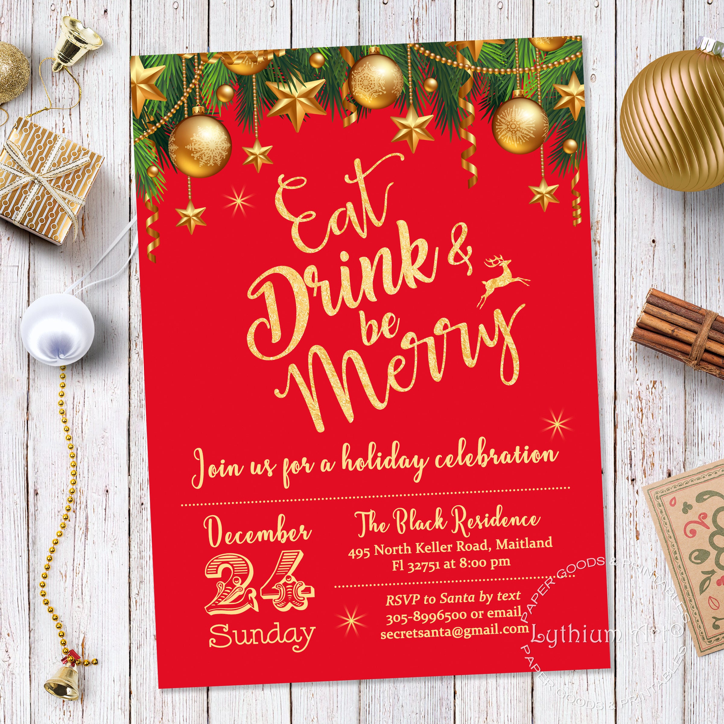 Christmas Invitation Christmas Party Invitation Winter Etsy
