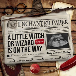 A Little Wizard is on the Way, Social Media Pregnancy Announcement, Digital File, Personalized Baby Announcement, Wizard Baby image 3