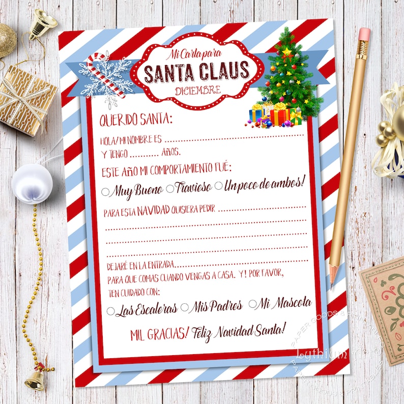 CARTA A SANTA CLAUS, Carta de Navidad Imprimible para Niños, Incluye Sobre Combinable, Carta Navideña para niños, Descarga Inmediata imagen 2