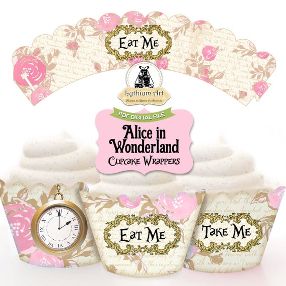 ALICE IN WONDERLAND Cupcake Wrappers, Printable Cupcake Wrappers, Alice in Wonderland Party, Instant Download, Alice in Wonderland Decor Il_570xn