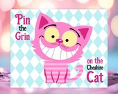 Pin the Grin on the Cheshire Cat Game Poster for Alice in