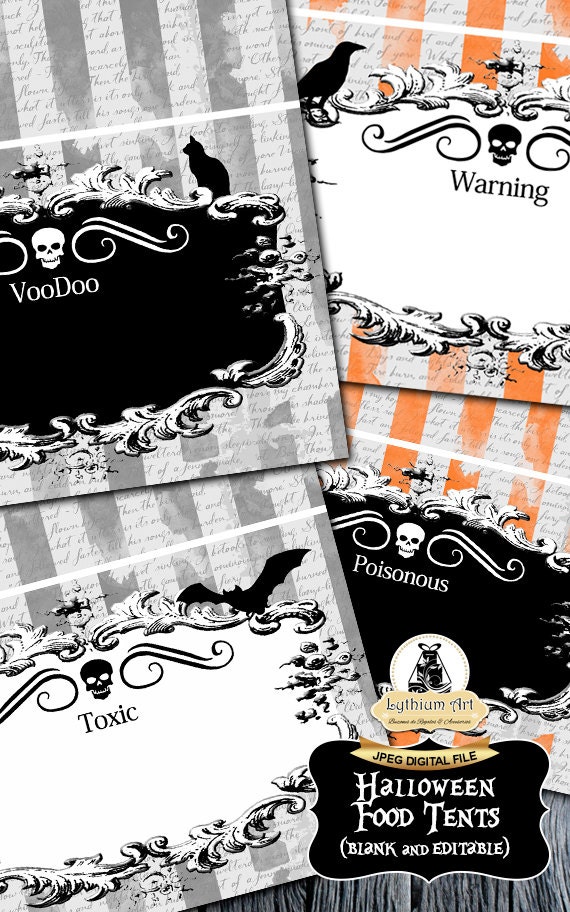 Halloween Food Tents Halloween Party Food Labels Halloween | Etsy