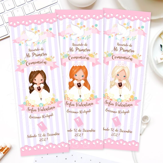 Recuerdos de Primera Comunion, PRINTABLE First Holy Communion Bookmark
