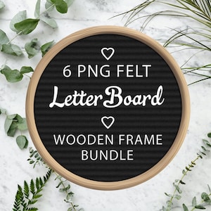 Round Felt Letter Board PNG Files Bundle, 6 PNG Letter Board with Transparent Background, Letter Board Digital Clipart, Instant Download