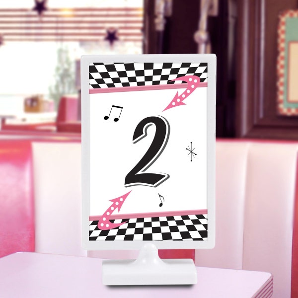 50s Sock Hop Table Numbers, Instant Download, Printable Table Numbers 1 to 20, 1950s Party Table Decor, Sock Hop Party Decorations