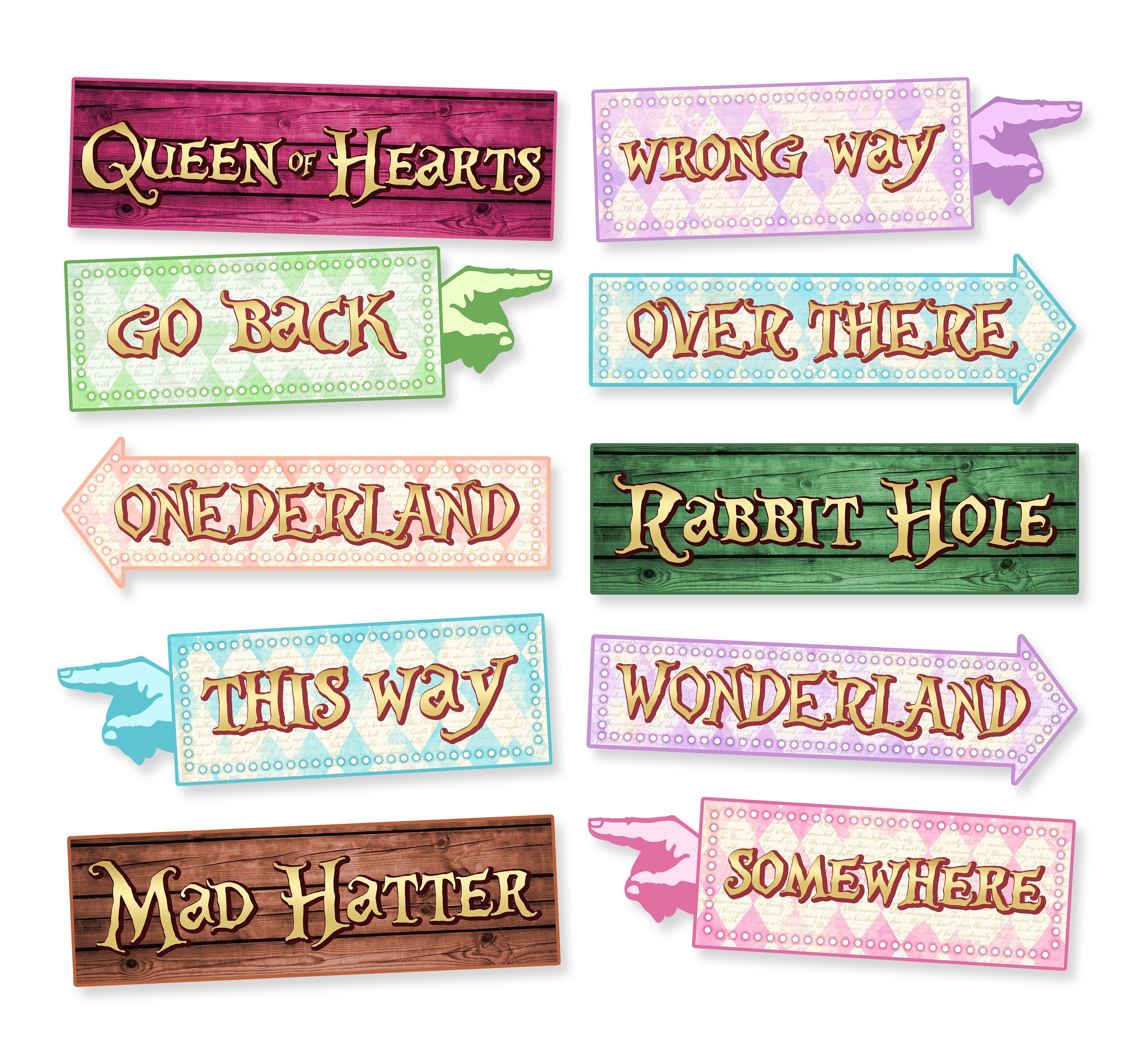 ALICE IN WONDERLAND Printable Signs Instant Download Etsy