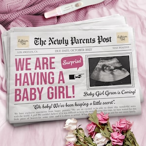 It&#39;s a Girl Digital Announcement for Social Media, We&#39;re Having a Baby Girl, Girl Pregnancy Announcement, Instagram Facebook Announcement