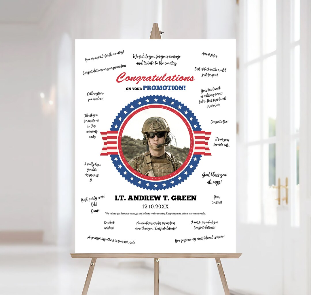 Printable Military Rank Promotion Guest Book Poster Custom Etsy