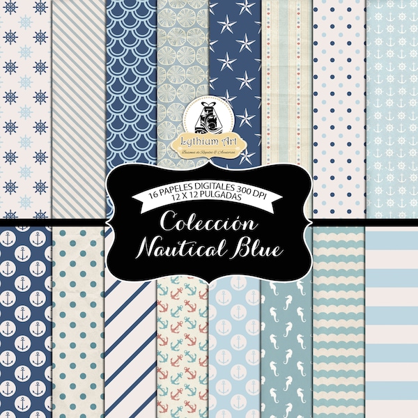 Nautical Digital Paper, Vintage Paper, Nautical Vintage Scrapbook Paper, Printable Paper, Instant Download, Nautical Printable, Scrapbook