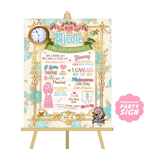 ALICE IN WONDERLAND Milestone Board, Printable Sign Il_570xn