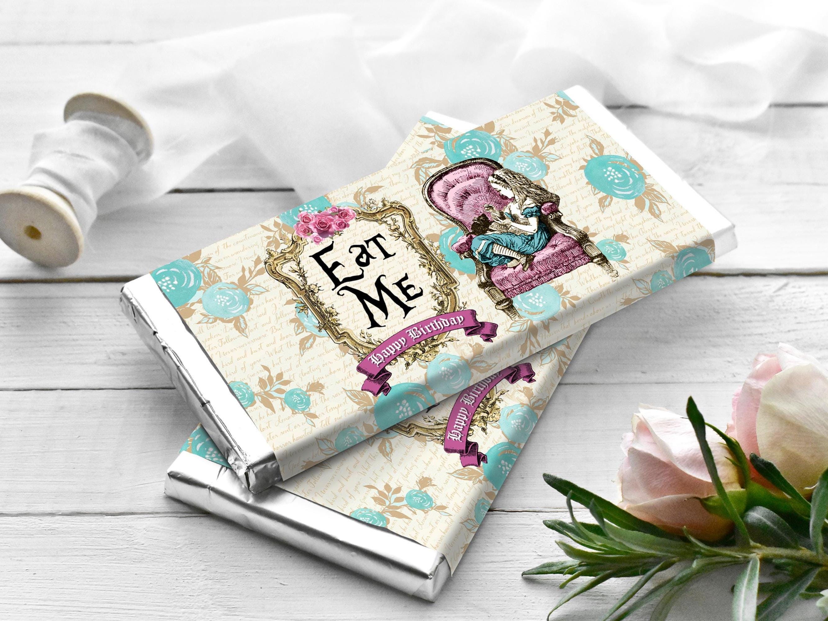 Alice in Wonderland Vintage Candy Bar Wrappers, Printable Eat Me Labels ...