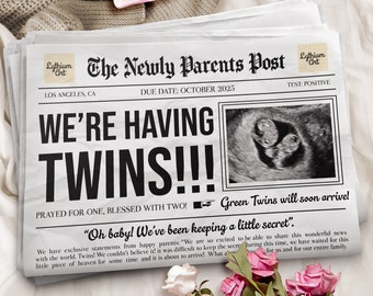 Annonce numérique de jumeaux pour les médias sociaux, nous avons des jumeaux, annonce de grossesse de jumeaux, annonce de bébé Instagram Facebook