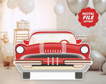 50's Classic Car Cutout, 50s Sock Hop Stand Up Prop, Instant Download, Retro 50s Room Decor, 1950s Adult Birthday Party Decor Cutout Retro