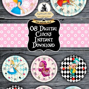 Alice in Wonderland Clocks, Printable Clocks, Alice in Wonderland ...