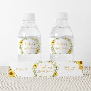 Sunflower Printable Bottle Labels, Sunflower Bridal Shower Stickers ...