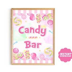 Candy Bar Party Schild, Candyland Sweet Shop Geburtstagsdekoration, Partytisch druckbares Schild, Candyland Party Dekor, Sofortiger Download
