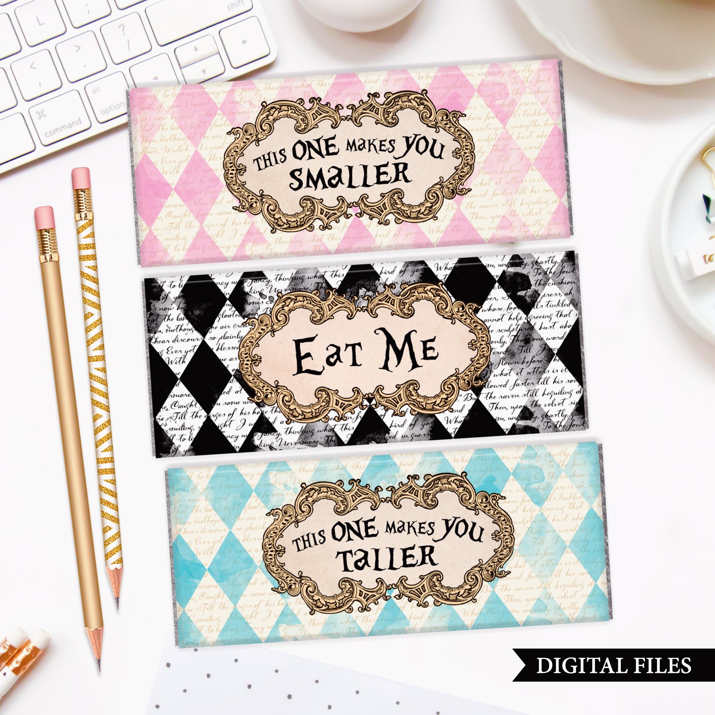 Alice in Wonderland Candy Bar Wrappers, Printable Eat Me Labels Bundle ...