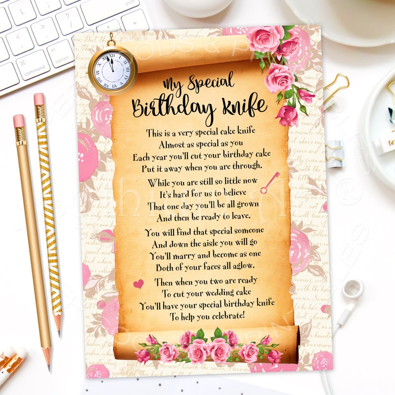 My special birthday cake knife poem instant download etsy