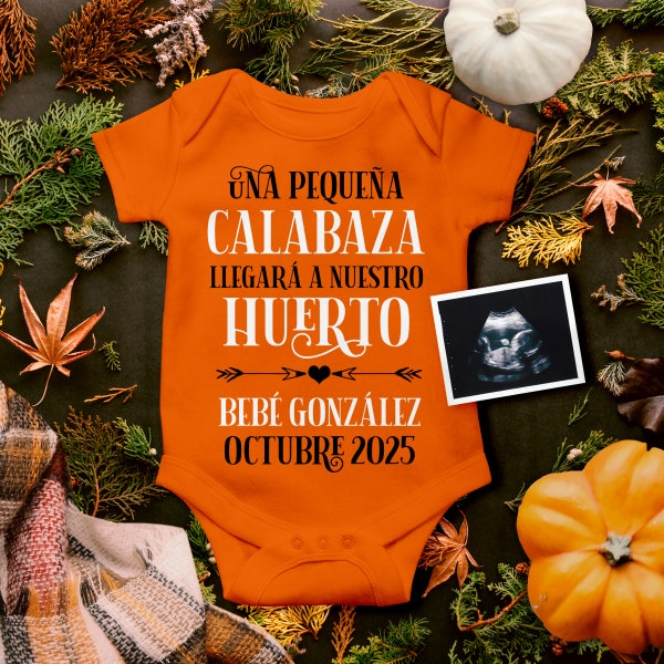 Anuncio de Embarazo Digital Halloween, Una pequeña calabaza llegará a nuestro huerto, Embarazo Sorpresa, Anuncio de Embarazo Instagram