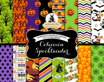 Halloween Digital Paper, Spooktacular Paper, Spooky Scrapbook Paper, Halloween Paper, Halloween Party, Halloween Printable, Scrapbook Paper