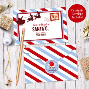 CARTA A SANTA CLAUS, Carta de Navidad Imprimible para Niños, Incluye Sobre Combinable, Carta Navideña para niños, Descarga Inmediata imagen 3