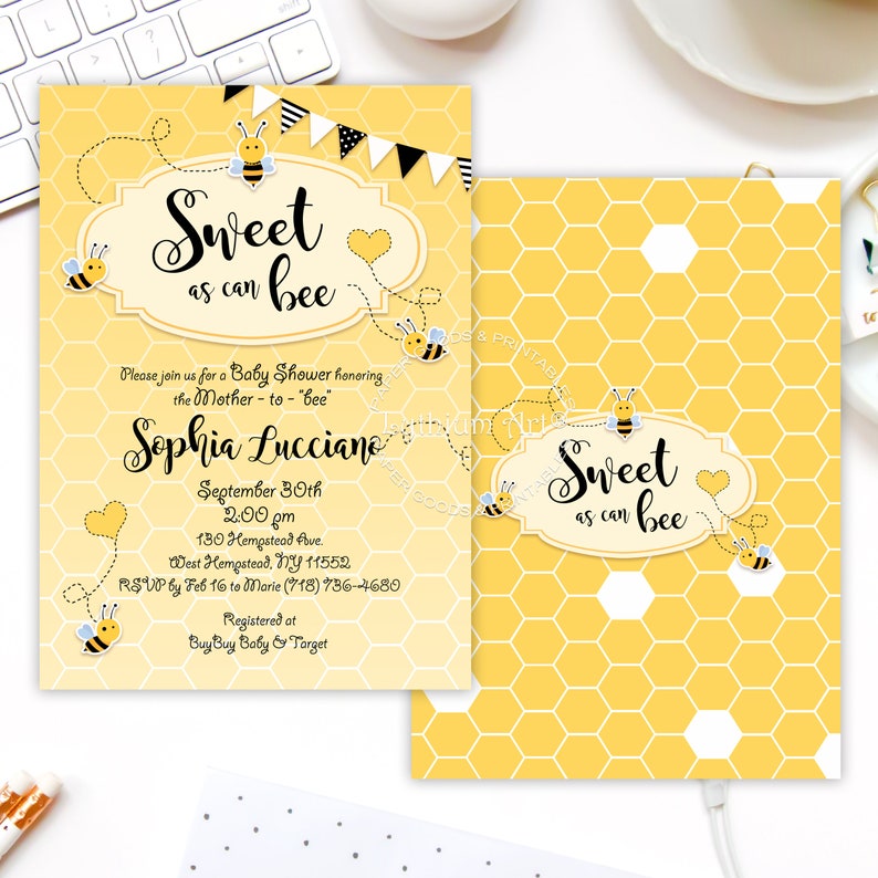 Bee Water Bottle Labels, Sweet as can bee Baby Shower Labels, Instant Download, Printable Bumble Bee Labels image 6